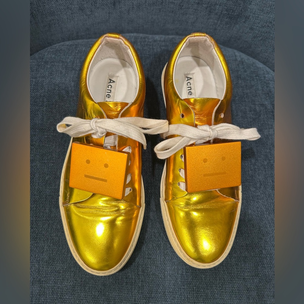 Acne Shiny Gold Women's Sneakers - Picture 3 of 8